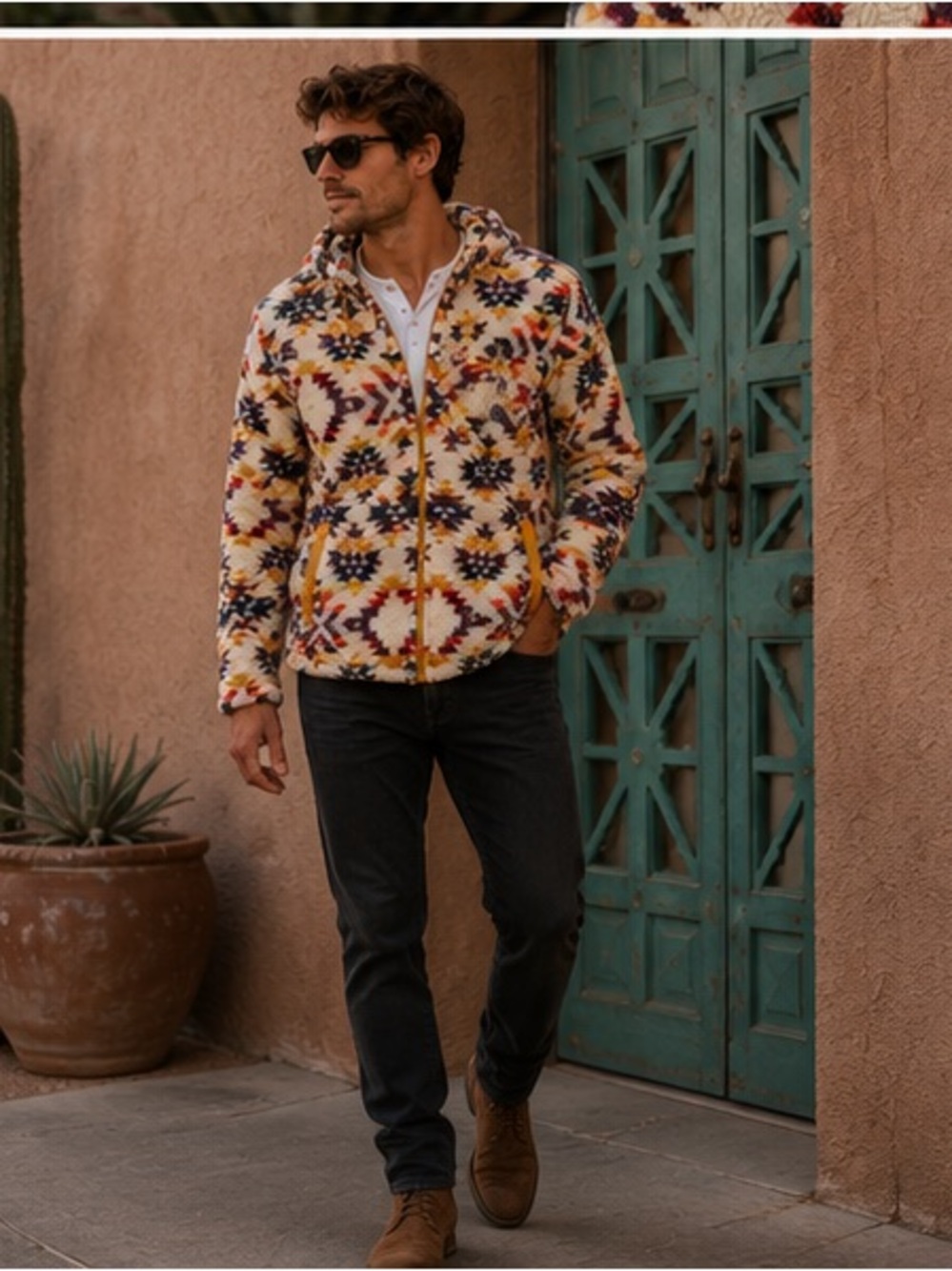Southwest hoodie Aztec Dravus Wool Fleece Mojave men’s small jacket warm soft